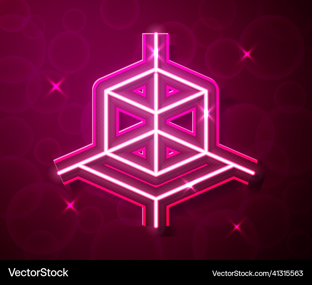 Glowing neon line 3d modeling icon isolated on red Glowing neon line 3d modeling icon isolated on red Vector Image