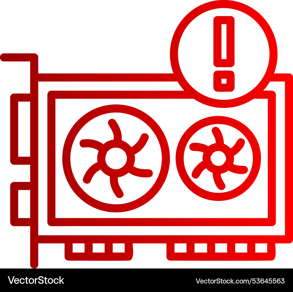 Gpu error line gradient icon vector image