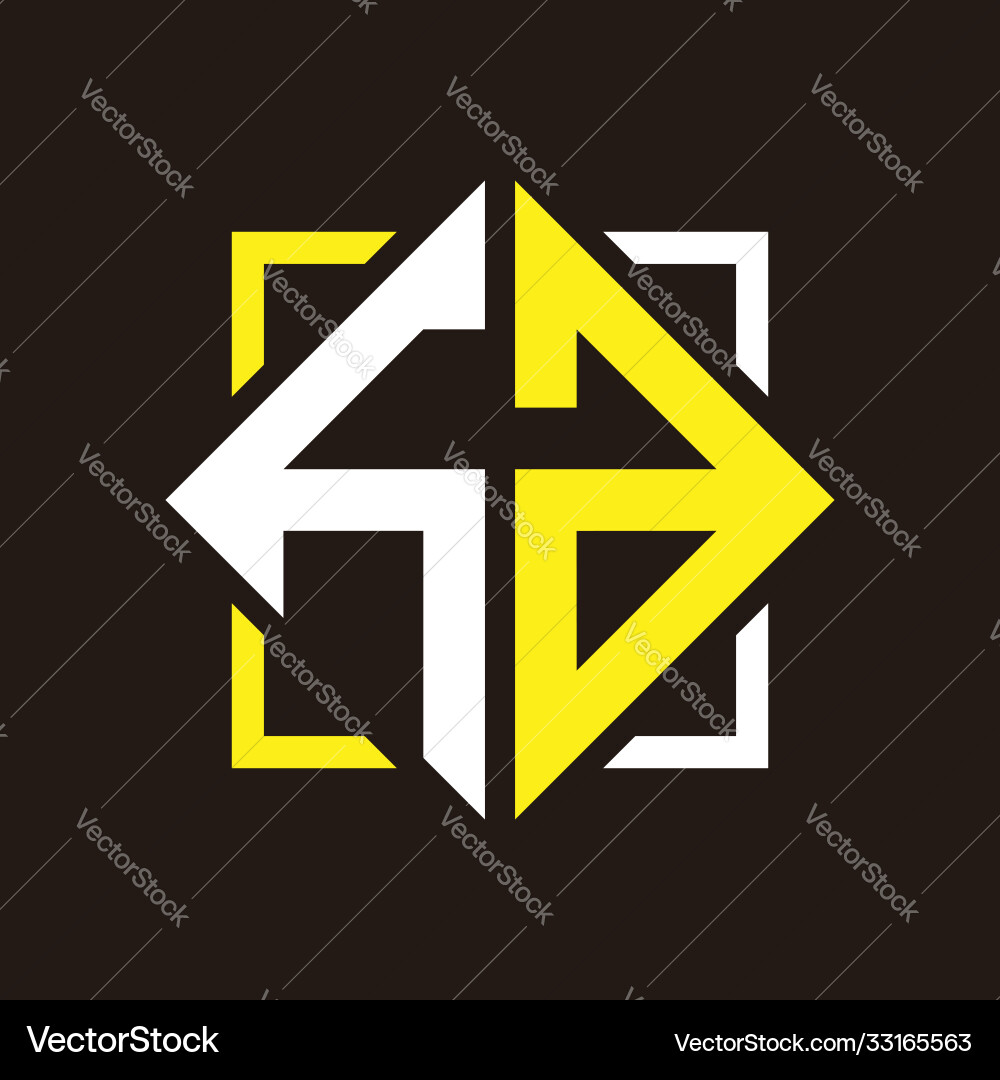 H a initials quadrangle monogram with square Vector Image