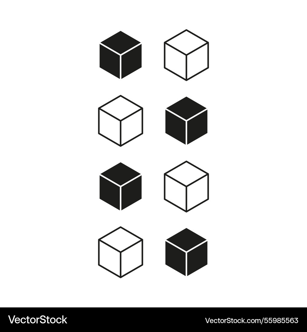 Isometric cube icon geometric shape set abstract Vector Image