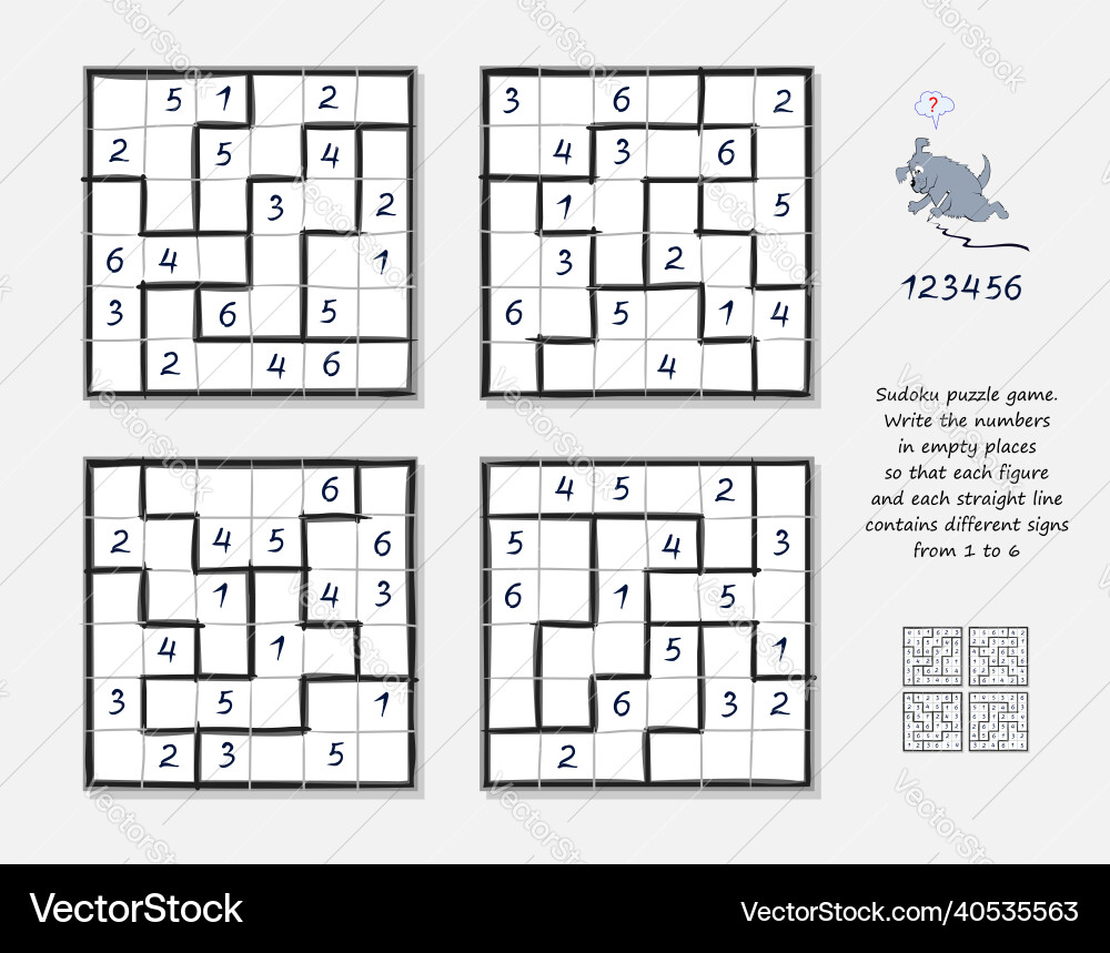 Logic sudoku puzzle game write the numbers Logic sudoku puzzle game write the numbers Vector Image