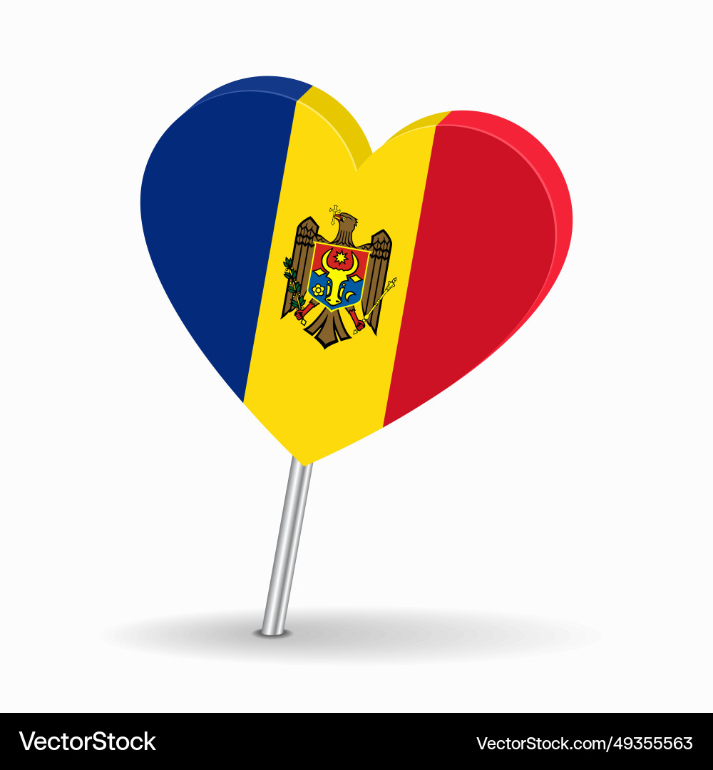 Moldovan flag heart-shaped map pointer layout Moldovan flag heart-shaped map pointer layout vector image