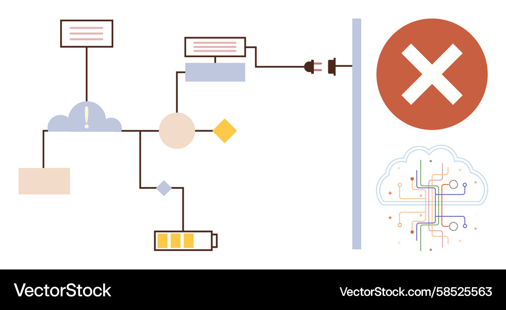 Process Error & Cloud Troubleshooting Vector Image