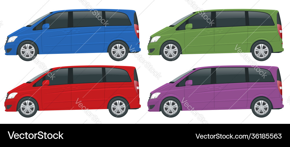 View side electric minivan with premium touches View side electric minivan with premium touches vector image