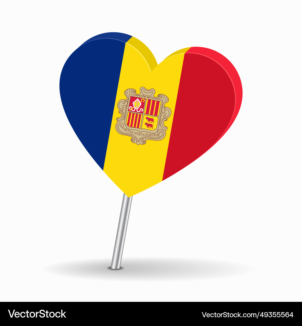 Andorran Flagge herzförmiger Kartenzeiger Layout Andorran Flagge herzförmiger Kartenzeiger Layout vektorbild