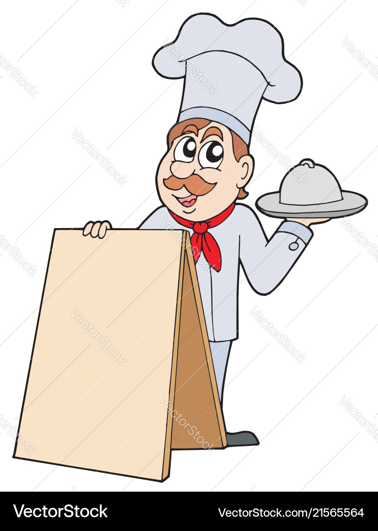 Chef with table Vector Image