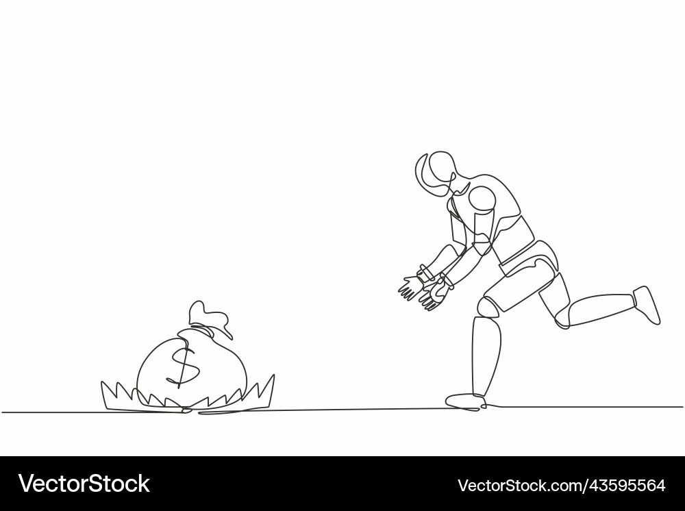 Continuous one line drawing robot running Continuous one line drawing robot running Vector Image