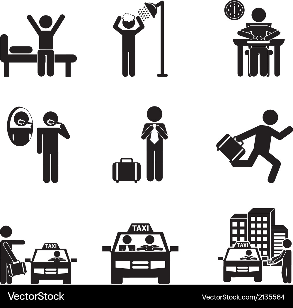 Daily Life Routine Icons Vector Image