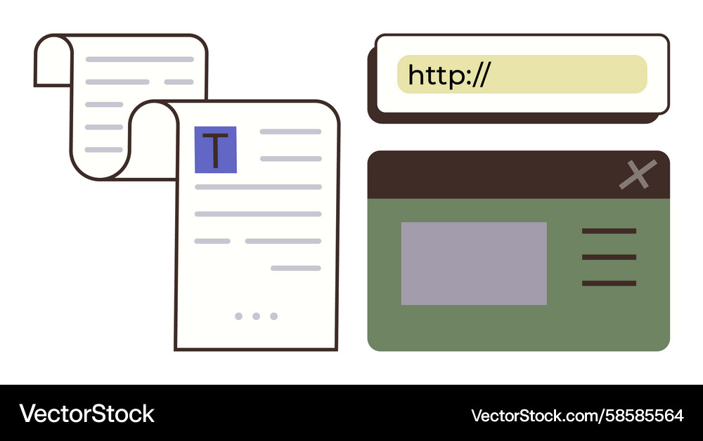 Digital document management and web browser window Vector Image