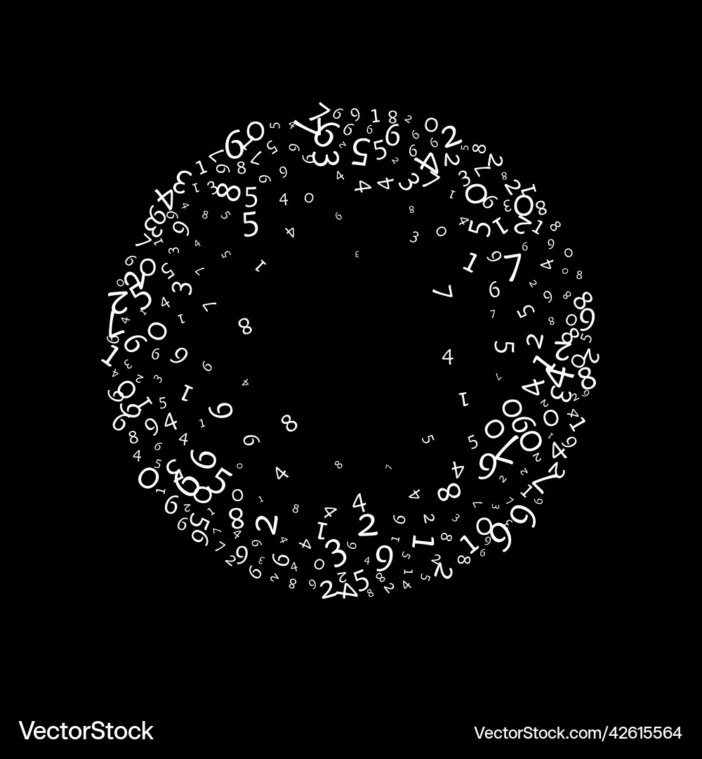 Falling numbers big data concept binary white Falling numbers big data concept binary white Vector Image