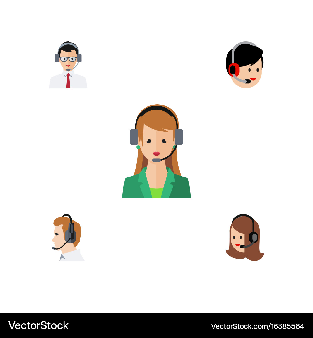 Flat icon hotline set of operator service Vector Image
