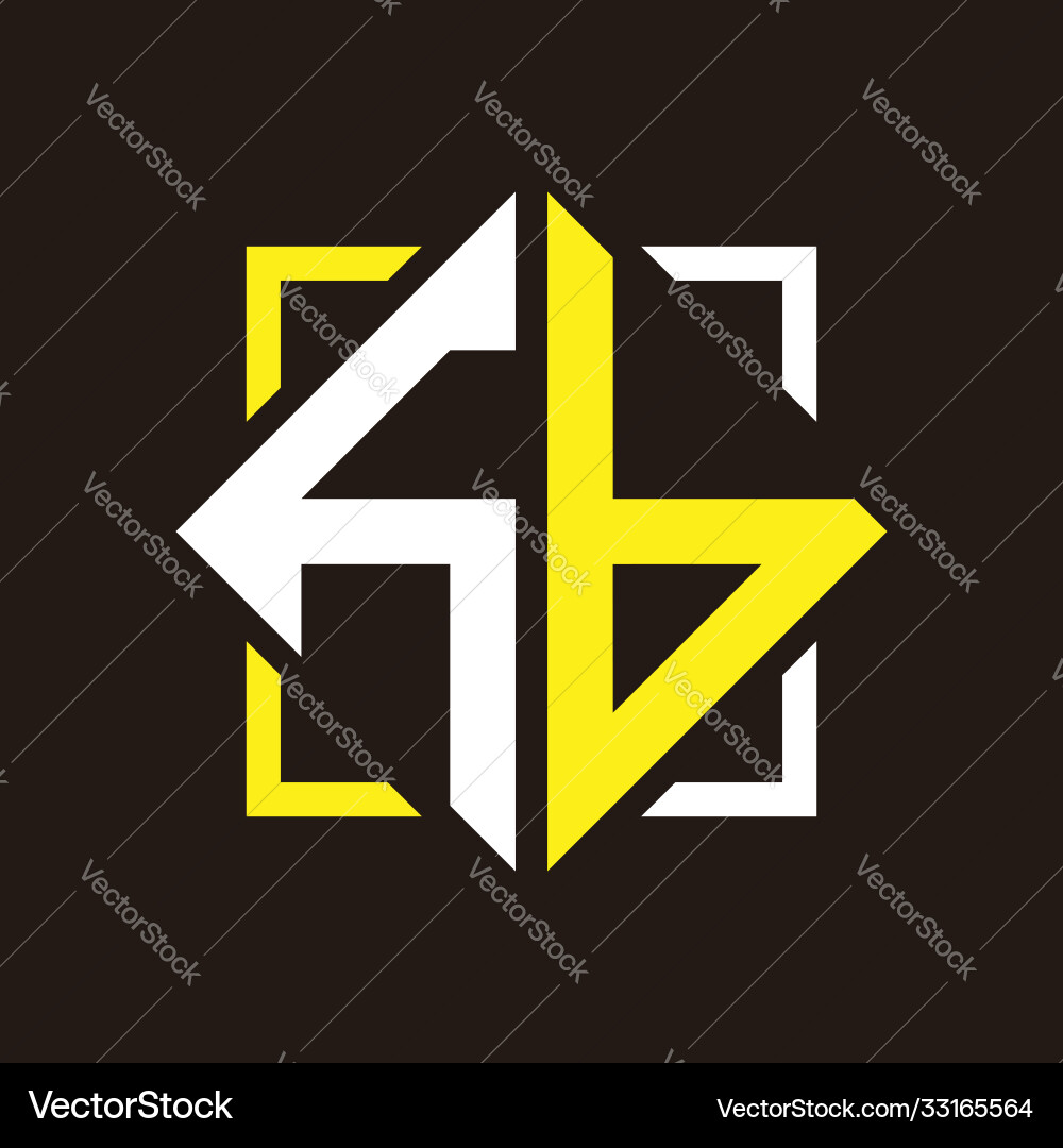 H b initials quadrangle monogram with square H b initials quadrangle monogram with square Vector Image