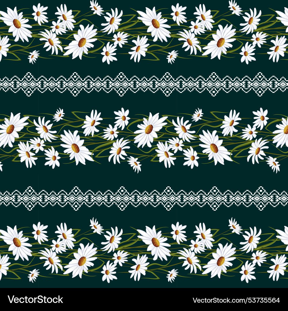 Horizontal pattern with daisies Vector Image