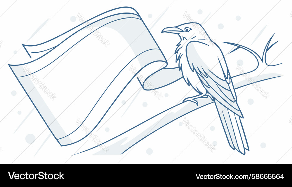Raven on open scroll symbolizing wisdom Vector Image