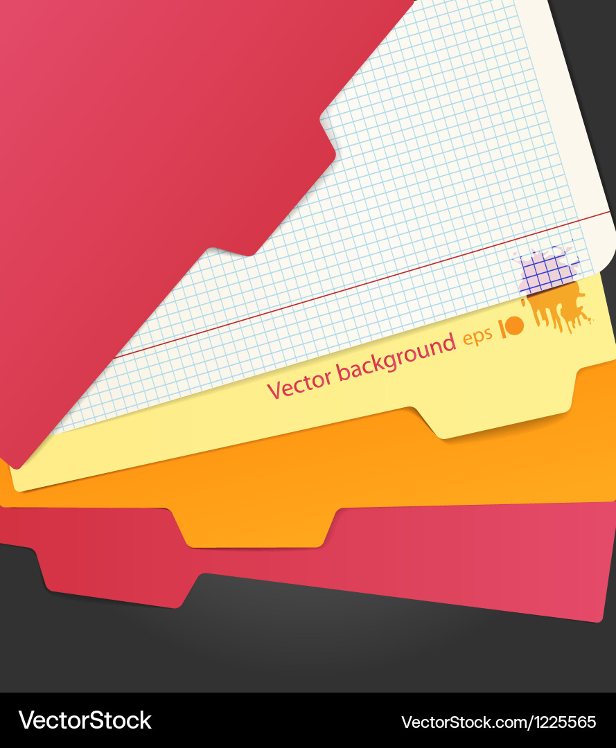 Background of color paper sheets and carton folder vector image