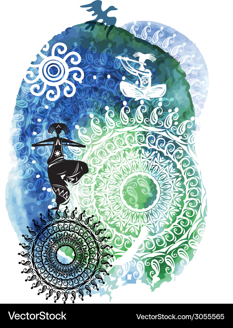 Background with round pattern on watercolor vector image