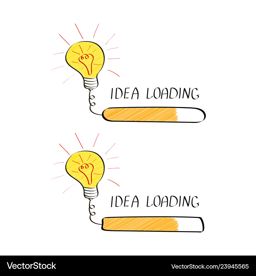 Big idea with loading bar in doodle style Vector Image