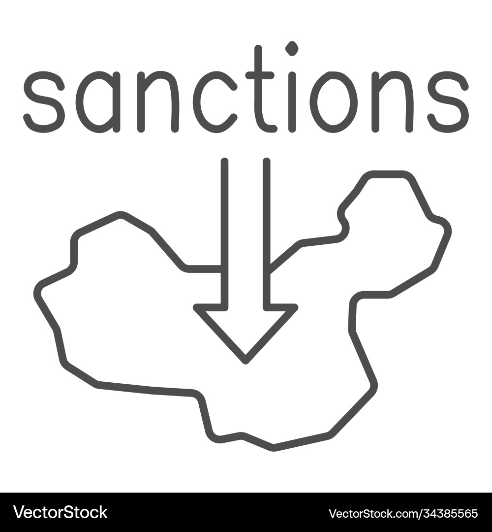 Country map and arrow down with text sanctions Vector Image
