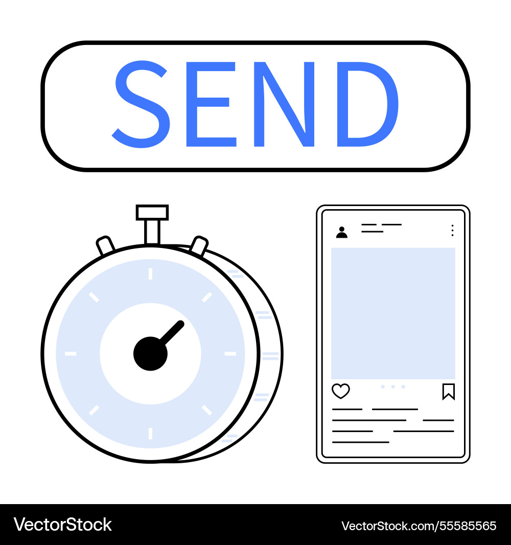 Digital message sending process with stopwatch vector image