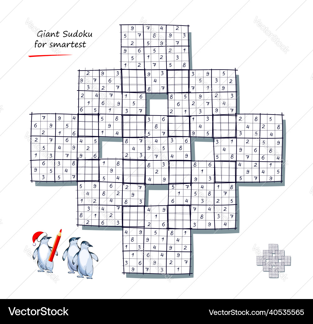 Giant sudoku for smartest logic puzzle big size Vector Image