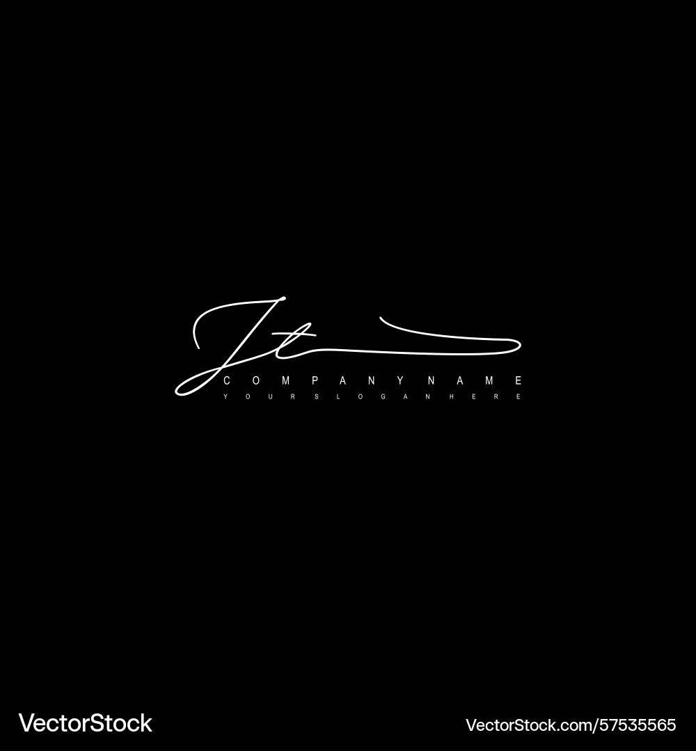 Minimal signature logo design with jt initials Vector Image