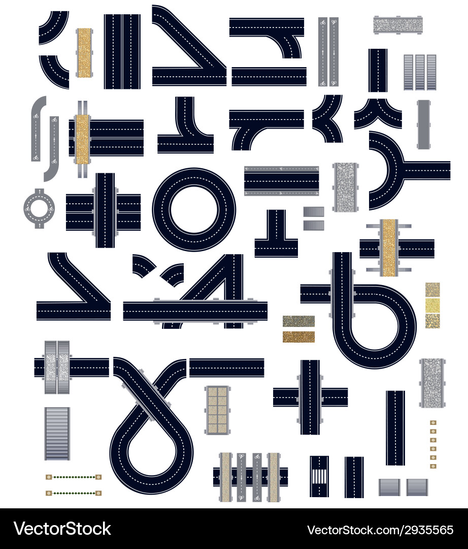 Road set Royalty Free Vector Image - VectorStock