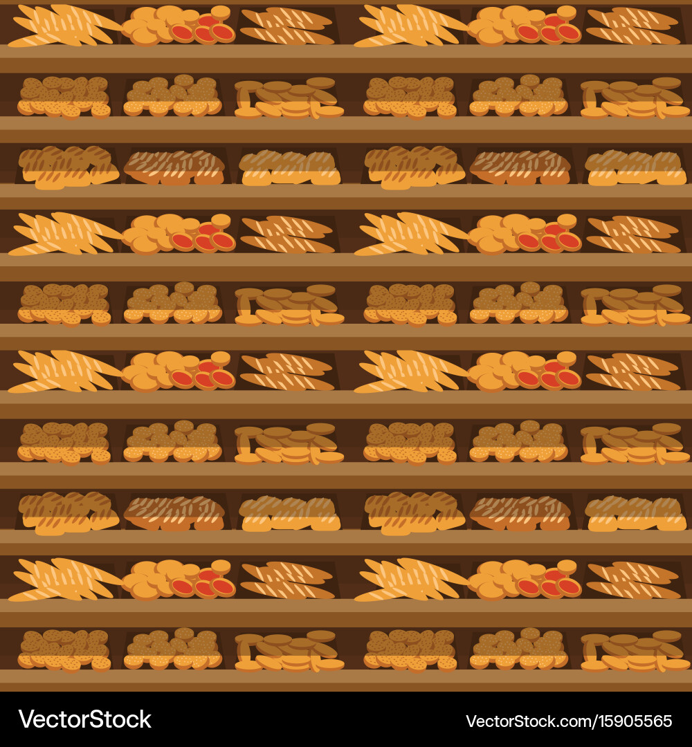 Seamless pattern bakery shelf with bread Vector Image