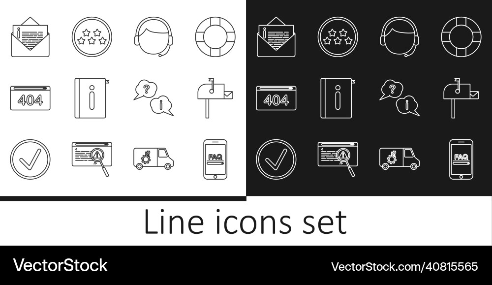 Set line mobile with faq information open mail Vector Image