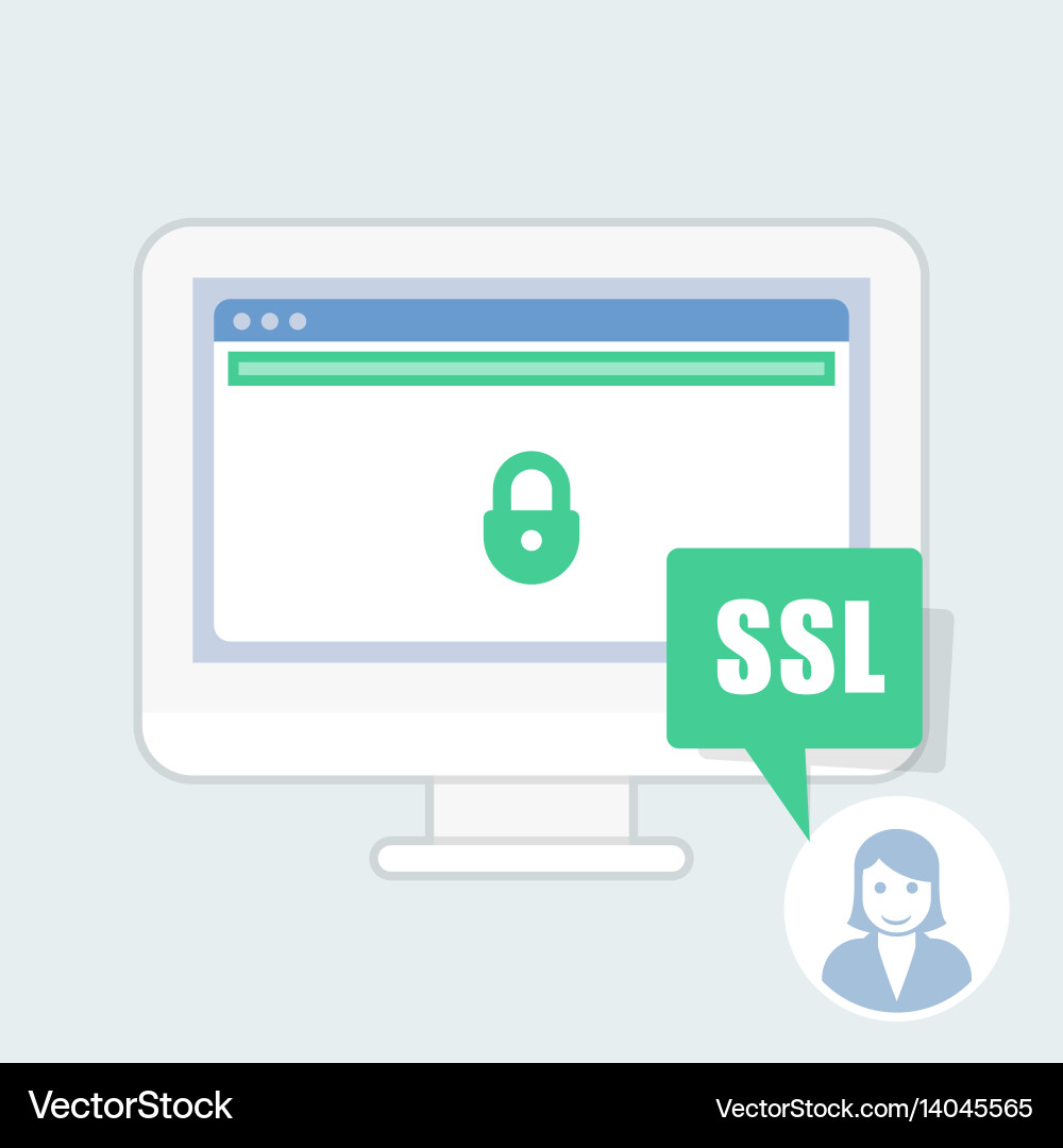 Ssl certificate notice - green address bar website vector image