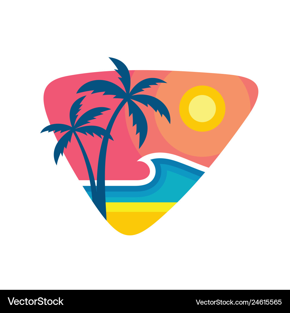 Surfing summer nights - concept business logo vector image