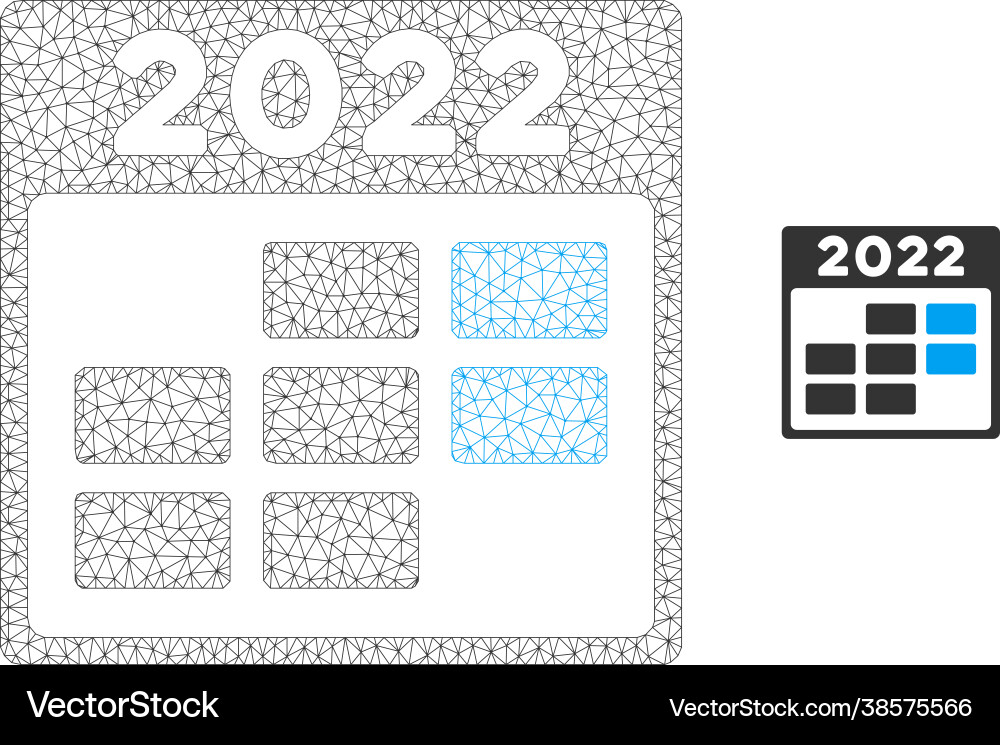 2022 week calendar mesh network model 2022 week calendar mesh network model Vector Image
