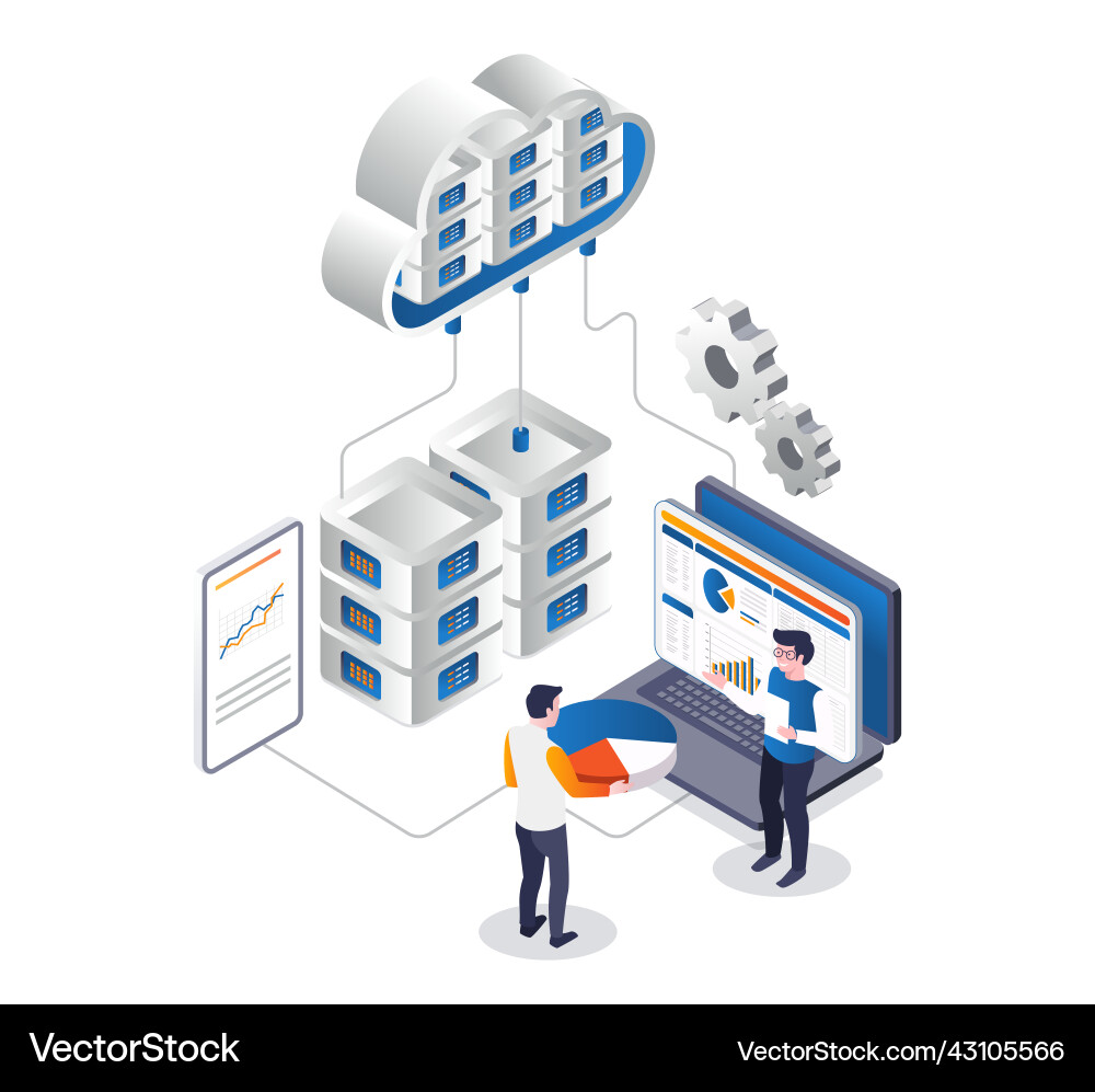 Cloud Server Data Analysis & Discussion Vector Image