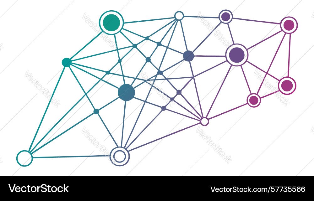 Colorful abstract network interconnected nodes vector image