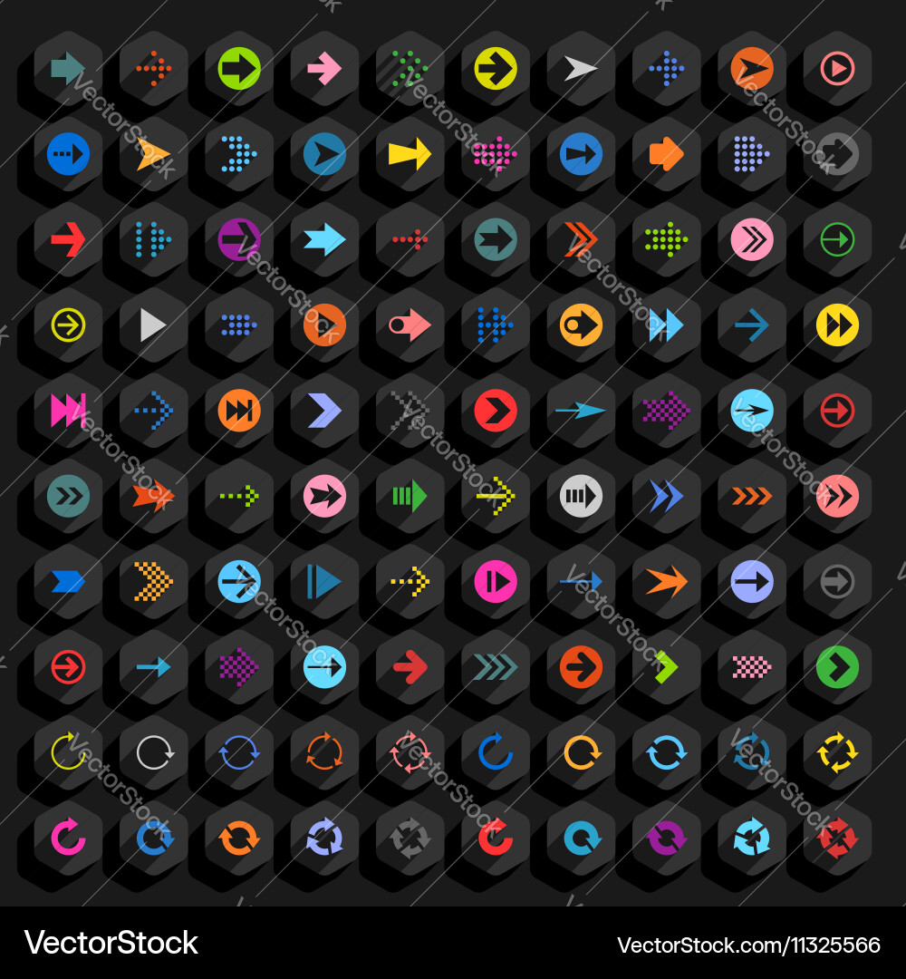 Flat arrow icon hexagon web button vector image