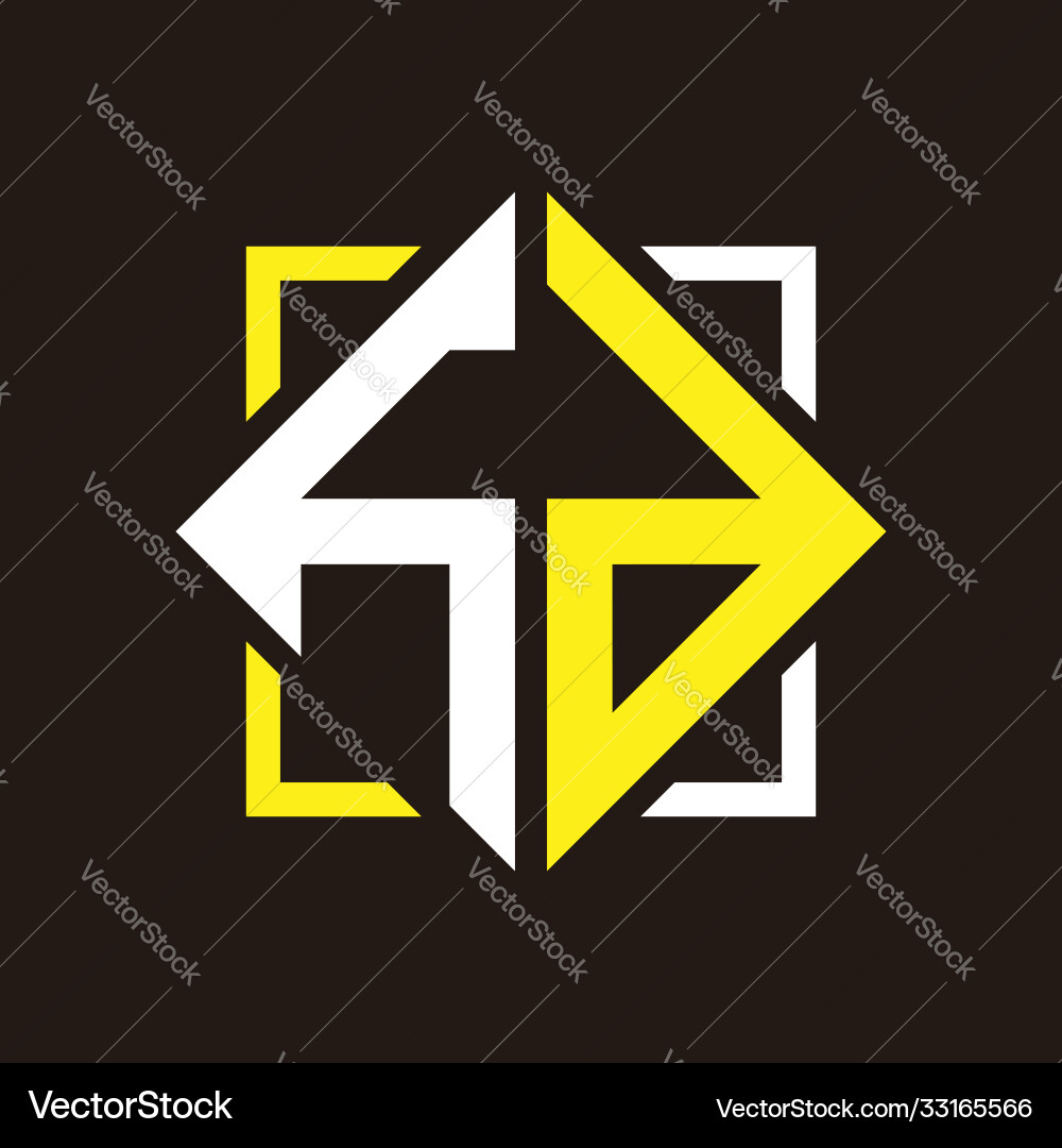 H d initials quadrangle monogram with square Vector Image