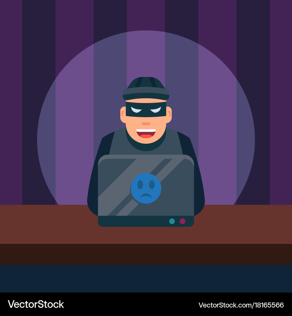 Hacker mit seinem Computer für Verbrechen und Hacking vektorbild