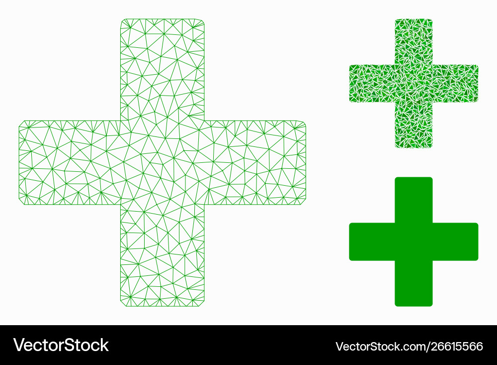 Plus mesh 2d model and triangle mosaic icon Vector Image