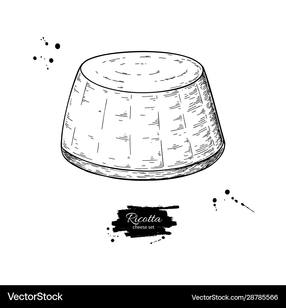 Ricotta Käse Zeichnen handgemachte Lebensmittel Ricotta Käse Zeichnen handgemachte Lebensmittel vektorbild