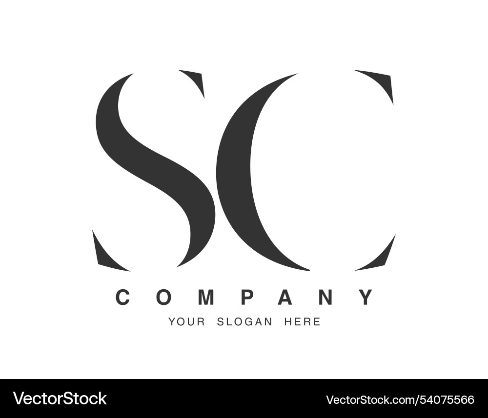 Sc logo design initial letter s and c serif font Vector Image