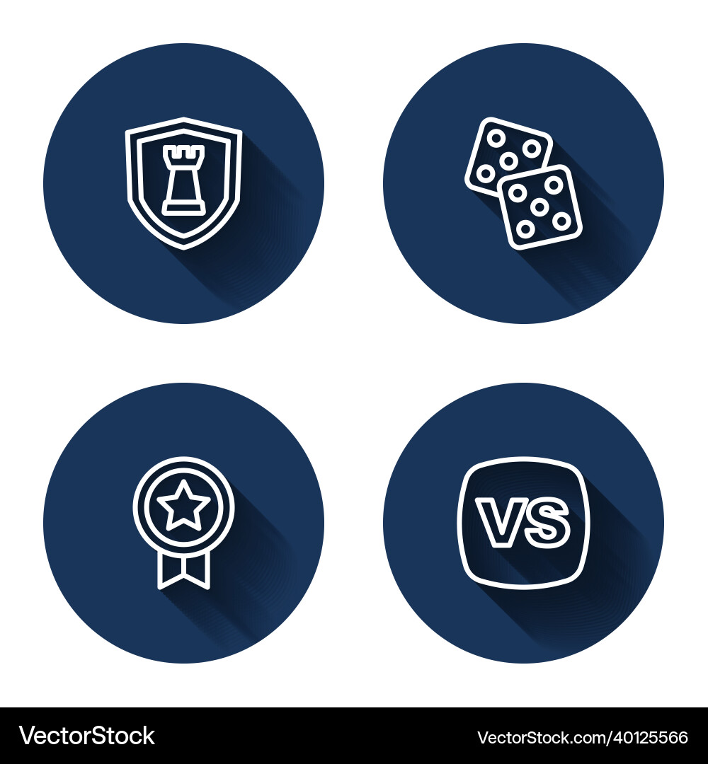 Set line chess shield game dice rating Set line chess shield game dice rating Vector Image