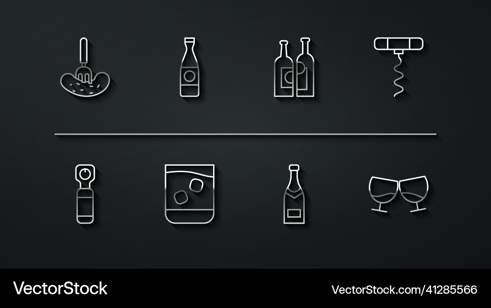 Set line pickled cucumber on a fork bottle opener Vector Image