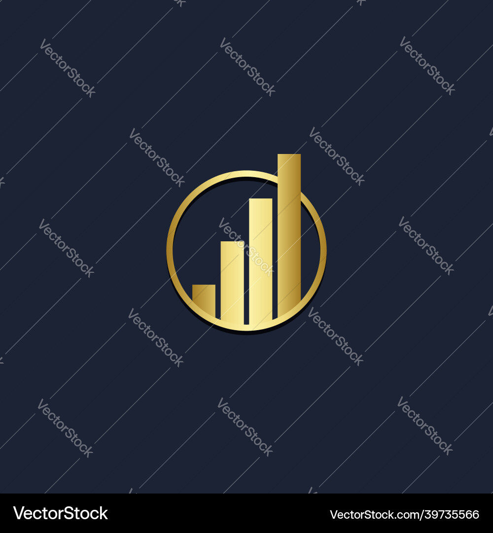 Shape line chart progress gold logo Royalty Free Vector