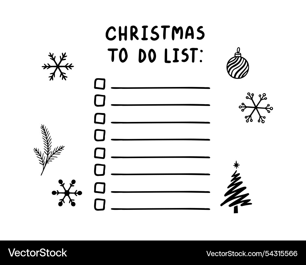 Weihnachten zu tun Liste doodle hand gezeichnet Vorlage Weihnachten zu tun Liste doodle hand gezeichnet Vorlage Vektorbild