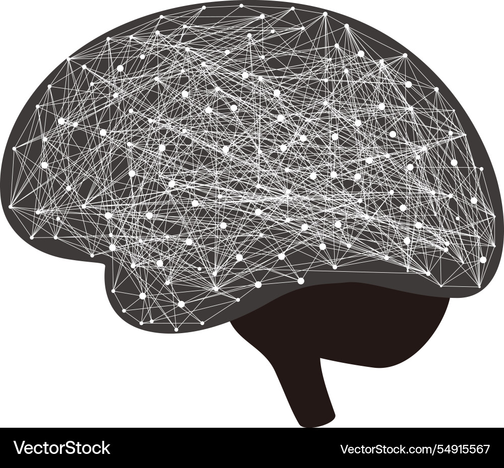 A brain with many lines and dots Vector Image