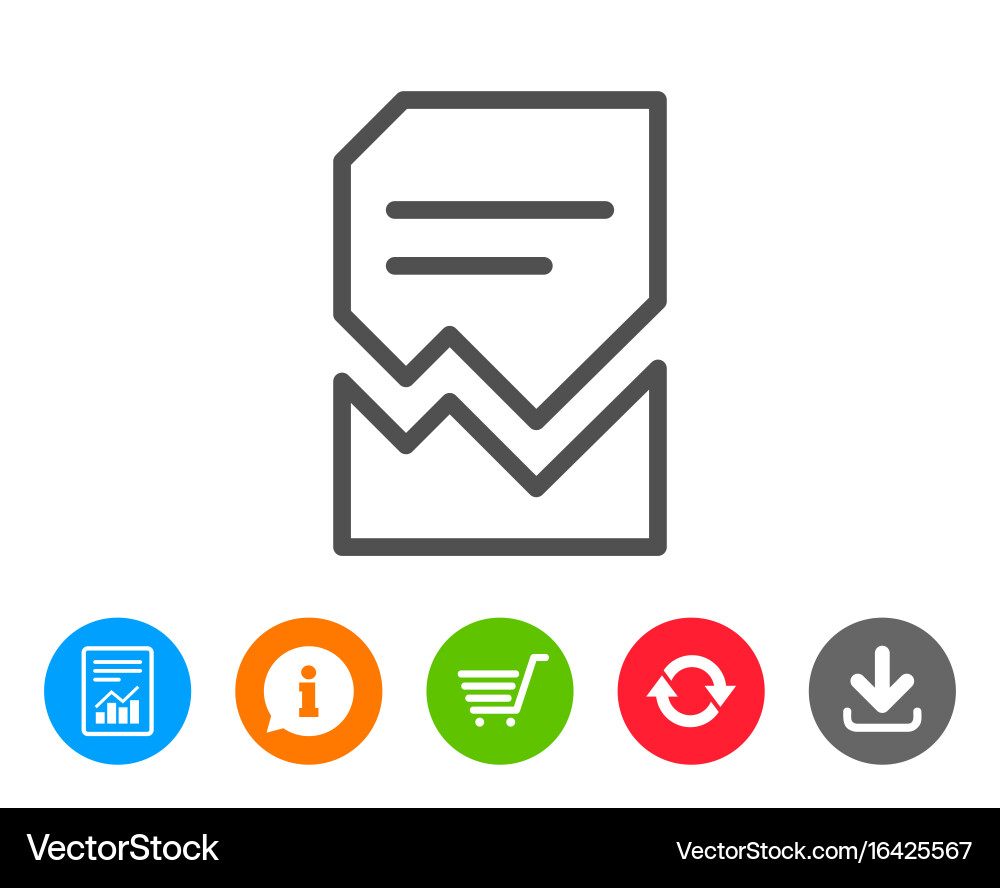 Corrupted document line icon bad file sign Vector Image