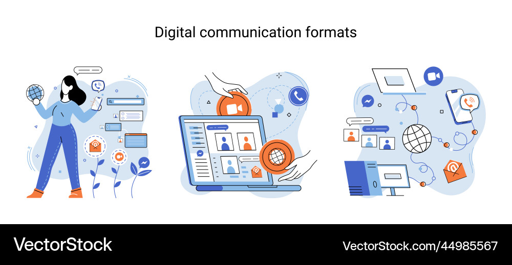 Digital communication formats metaphor content Digital communication formats metaphor content Vector Image