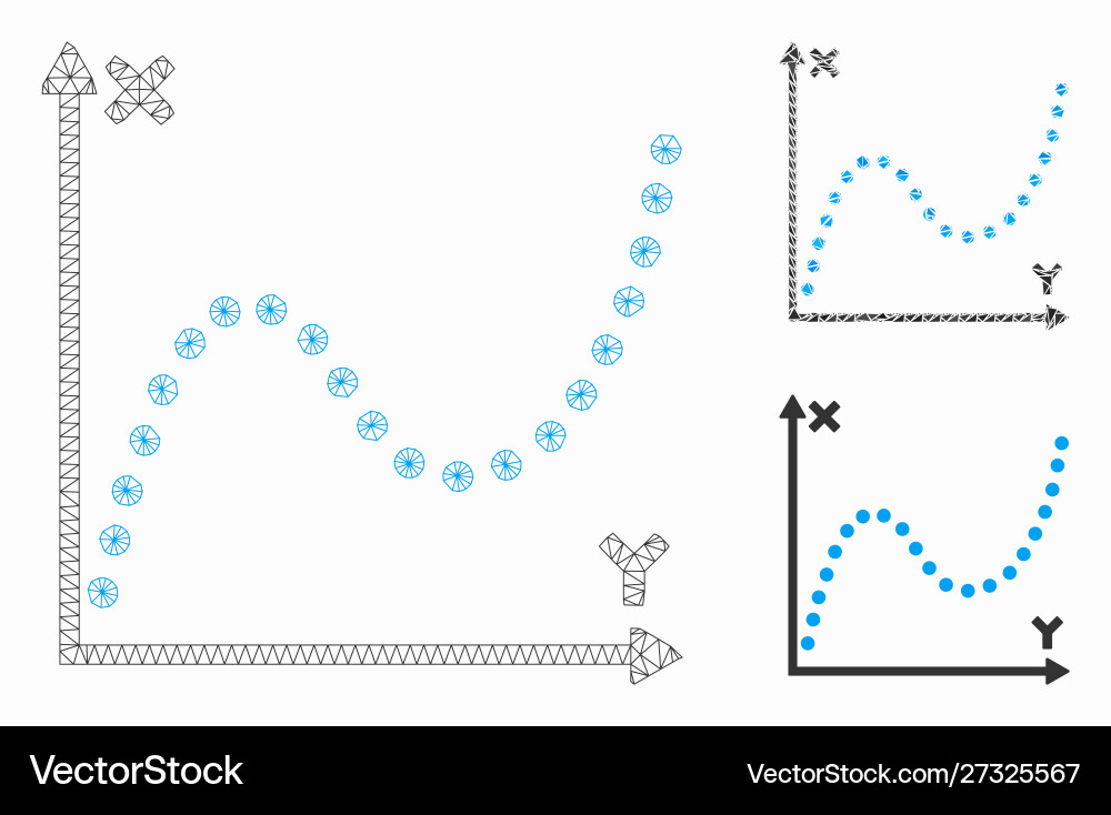 Dotted Plot Mesh 2d Modell und Dreieck Vektorbild