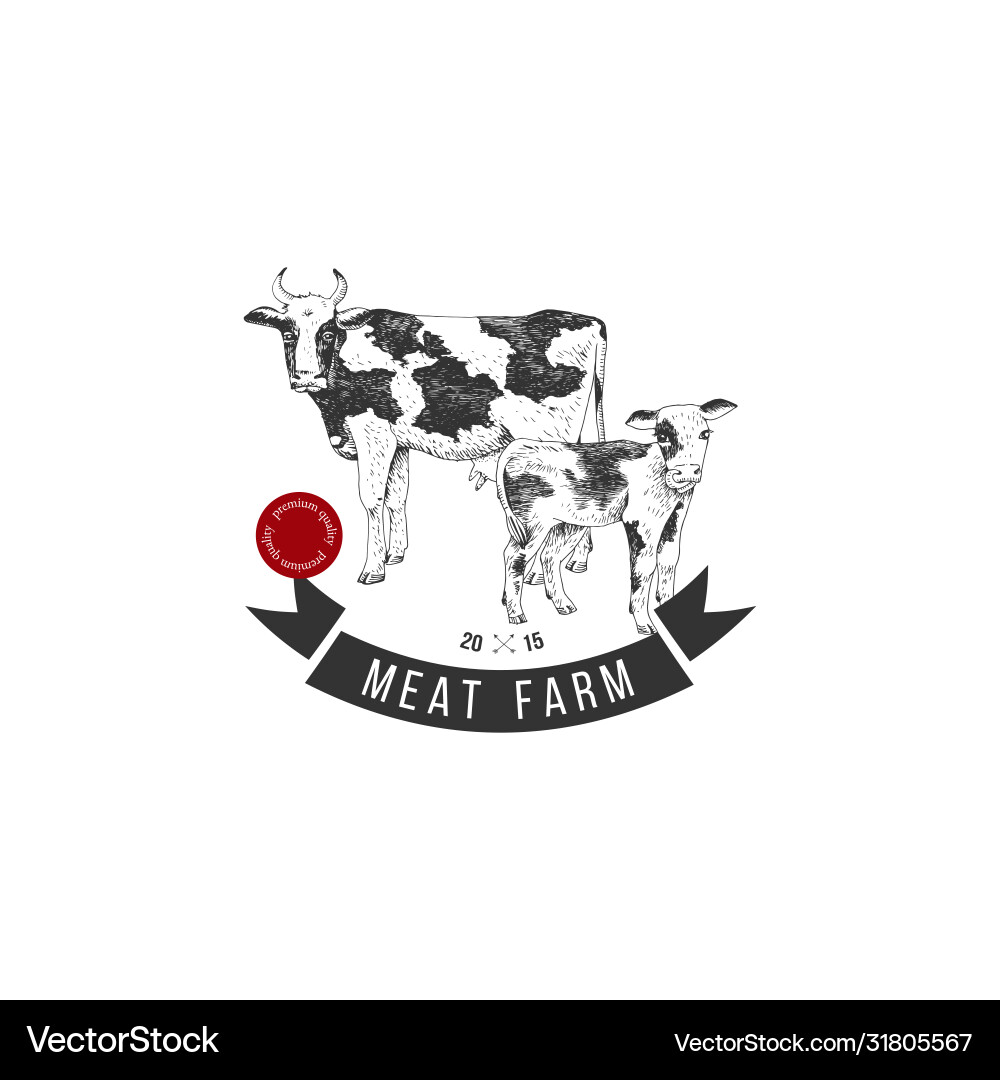 Hand drawn meat farm logo Vector Image