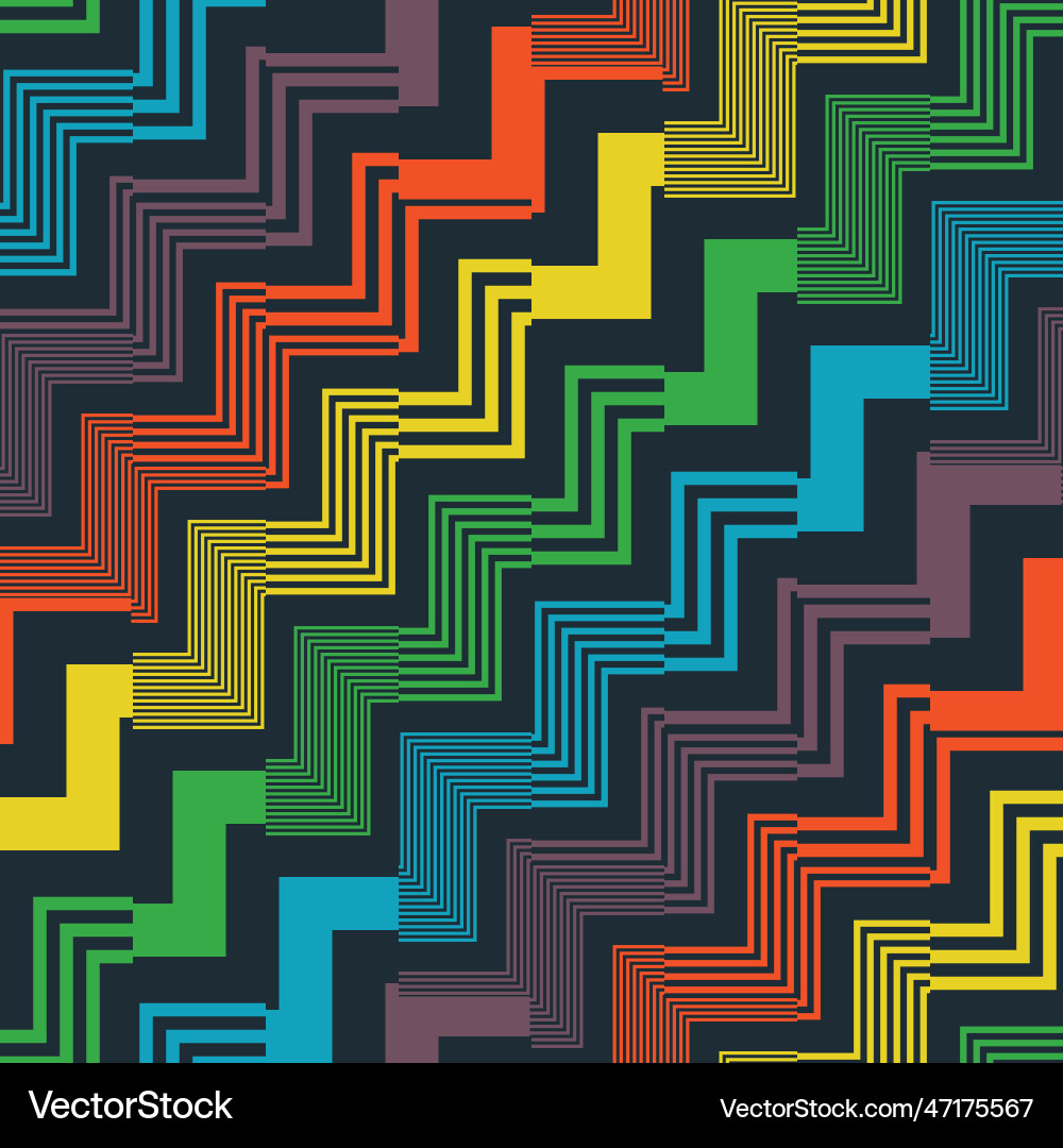 Multicolor glitch effect textured zigzag pattern Multicolor glitch effect textured zigzag pattern Vector Image