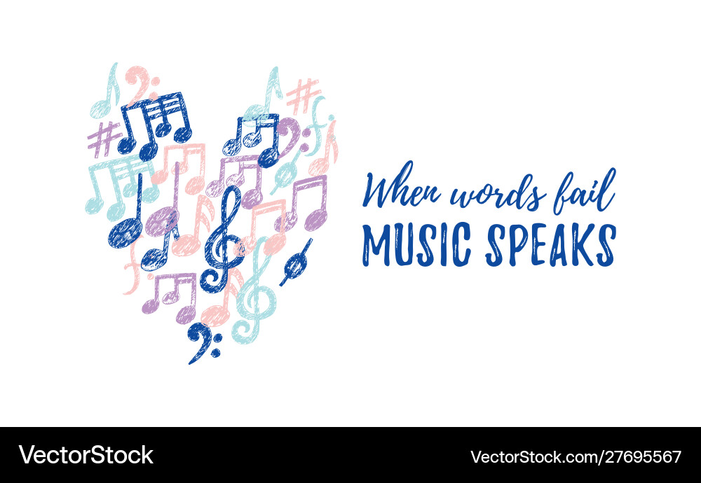 Music notes pattern in a heart shape when Vector Image